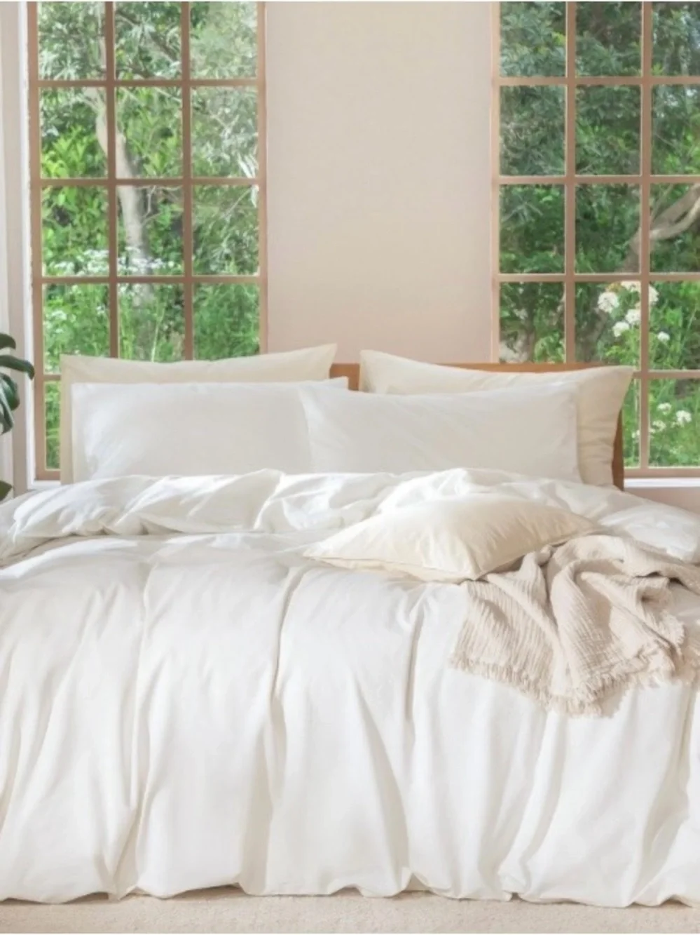 TWIN SIZE Duvet Set 100% Washed Cotton - OFF WHITE